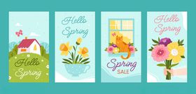 春季主题手绘插画卡片