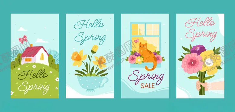 编号：81466104291240421242【酷图网】源文件下载-春季主题手绘插画卡片