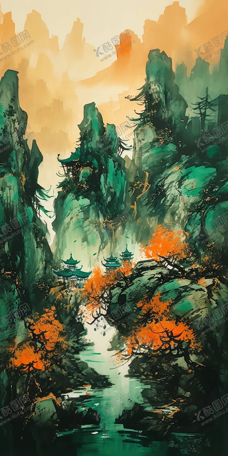 编号：57549911120747376918【酷图网】源文件下载-彩墨山水画