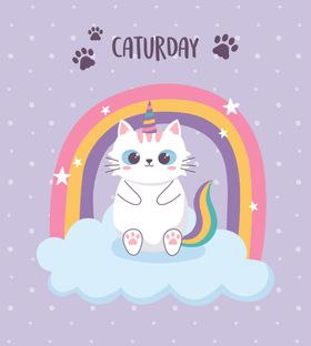 手绘淡彩猫