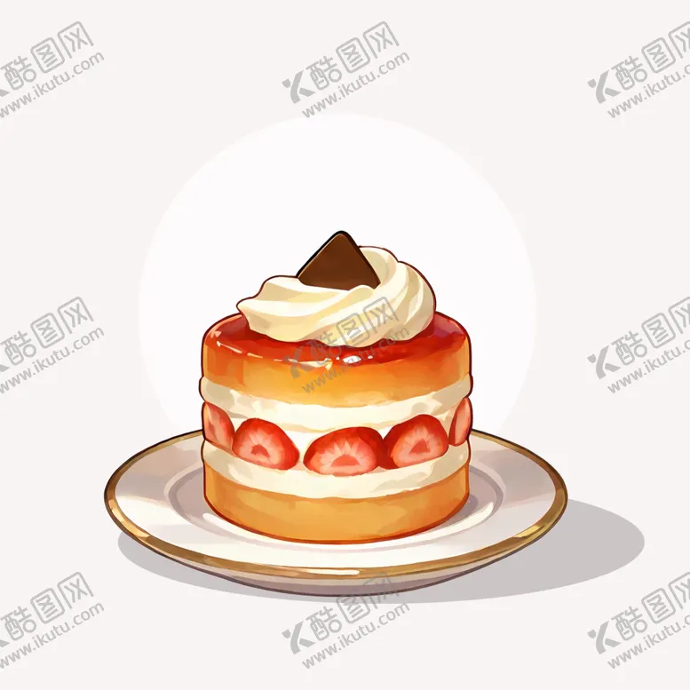 编号：39038503011924151932【酷图网】源文件下载-手绘卡通草莓奶油蛋糕