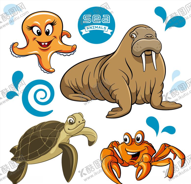 编号：97393806162206152988【酷图网】源文件下载-海洋生物集合