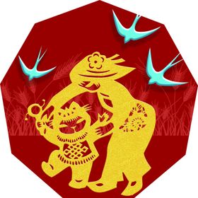 母子剪纸图片