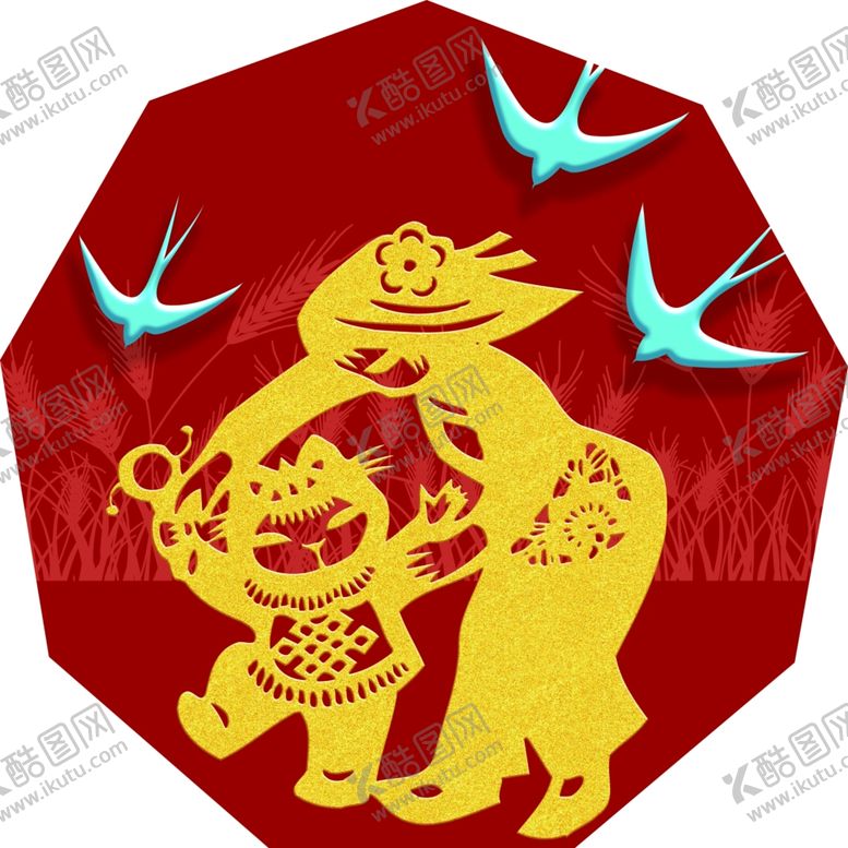 编号：92482809130033503097【酷图网】源文件下载-母子剪纸图片