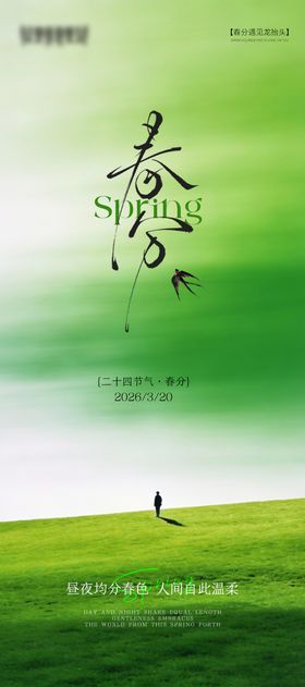 春分节气清新海报