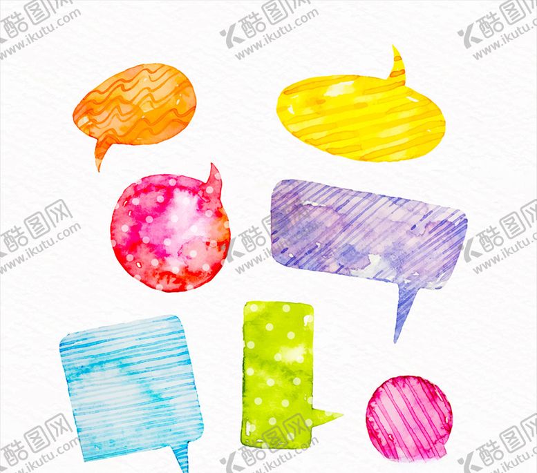 编号：99434809100221528072【酷图网】源文件下载-水粉彩绘语言气泡设计