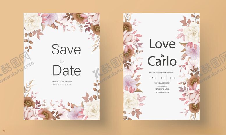 编号：70553604022345459327【酷图网】源文件下载-花卉婚礼请柬设计