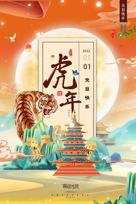 2022年虎年海报新年春节PS