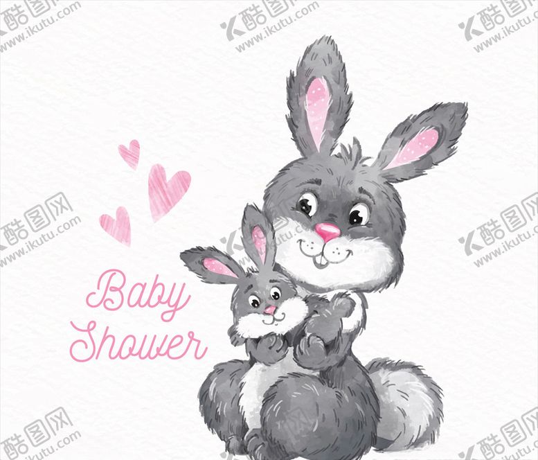 编号：27591910032115003952【酷图网】源文件下载-彩绘兔子迎婴派对海报矢量素材