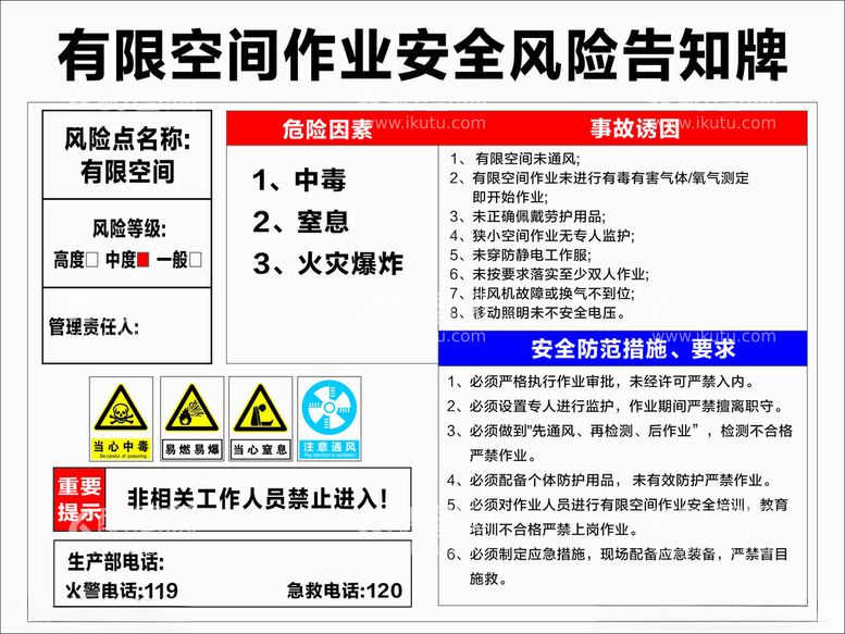 编号：58169512210137516830【酷图网】源文件下载-有限空间风险告知卡