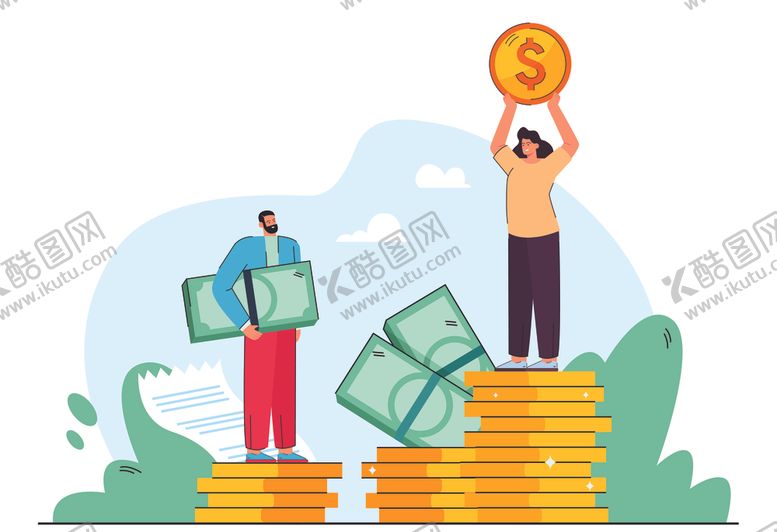 编号：13141312300101395922【酷图网】源文件下载-插画收入对比矢量