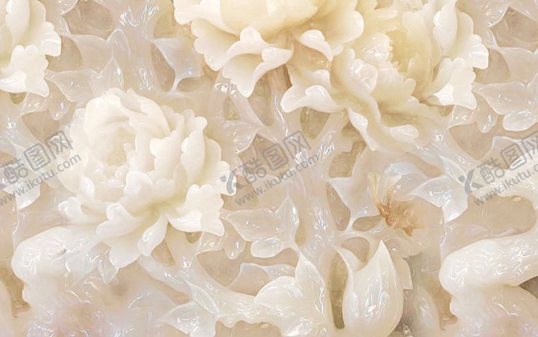 编号：48846009291153411675【酷图网】源文件下载-3D立体玉雕牡丹背景