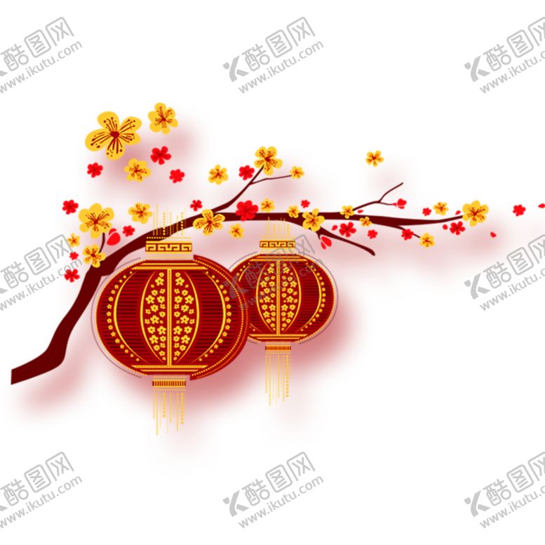 编号：24624705031117343979【酷图网】源文件下载-中国风灯笼梅花元素PNG