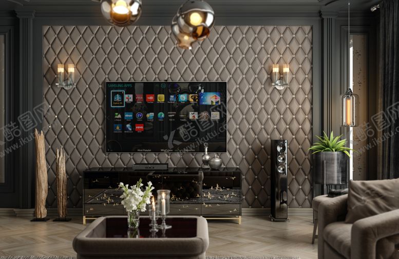 编号：33643811012120487082【酷图网】源文件下载-卧室客厅厨房书房效果图