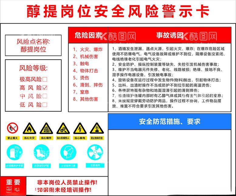 编号：75772902061708131224【酷图网】源文件下载-岗位安全风险警示卡