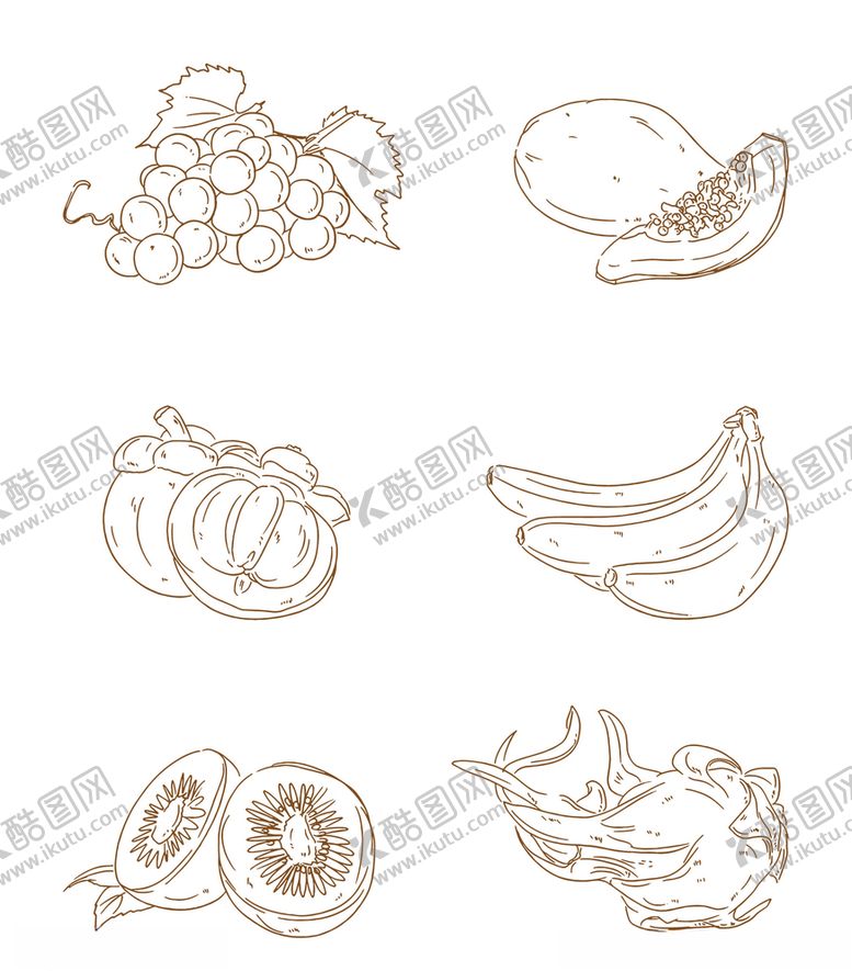 编号：53093210081555212659【酷图网】源文件下载-时尚线条手绘水果