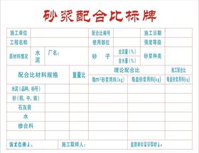 砂浆配合比标牌