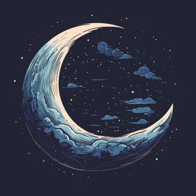 可爱月亮卡通绘画儿童插画免抠素材logo闪闪发光