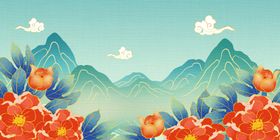 中国风背景古画小清新展板意境展板