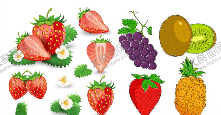 编号：78396009121015543360【酷图网】源文件下载-矢量水果草莓