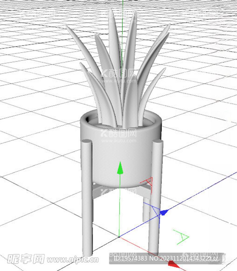 编号：63750411250752112005【酷图网】源文件下载-C4D模型绿色盆栽