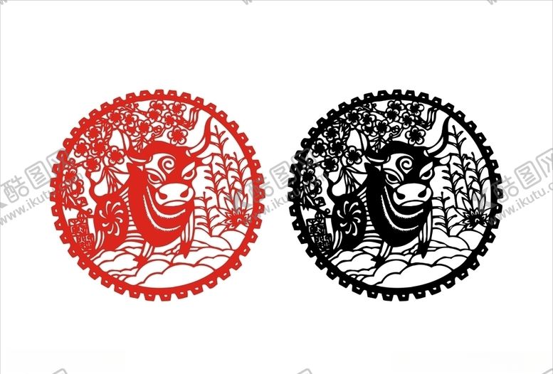 编号：97641110090052298838【酷图网】源文件下载-牛剪纸