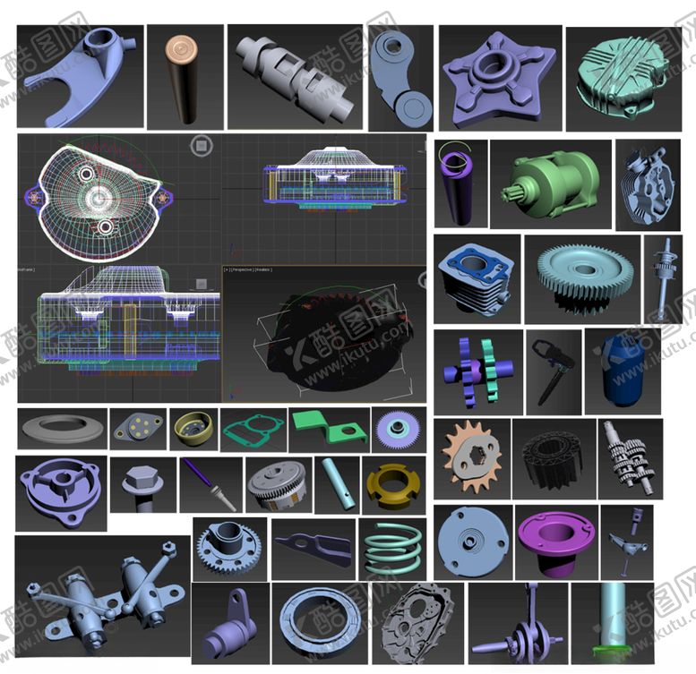 编号：71497311011732337869【酷图网】源文件下载-摩托车发动机三维零部件