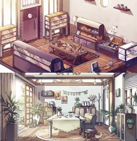 动漫漫画场景海报壁纸手绘美女图库