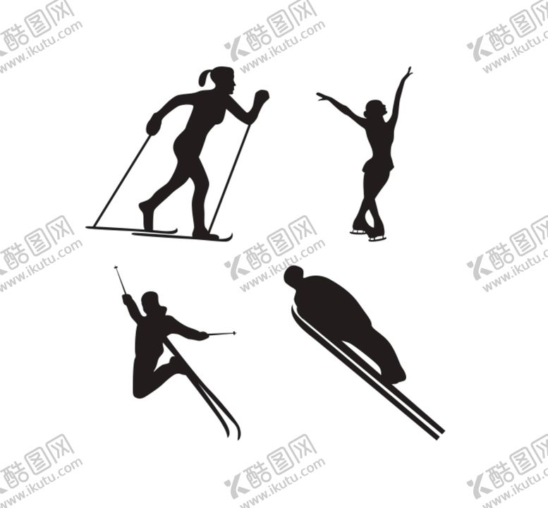 编号：83667601180639134904【酷图网】源文件下载-滑雪人物剪影