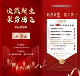 红色新品发布会邀请函系列海报