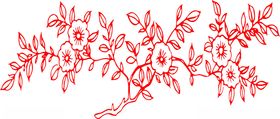 红色花卉枝叶图案