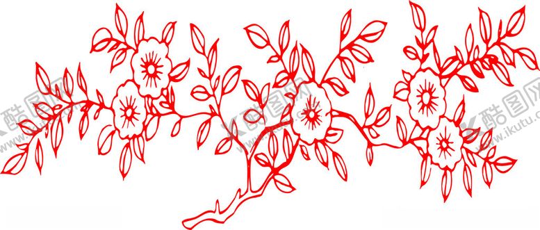编号：99878104272045504673【酷图网】源文件下载-红色花卉枝叶图案