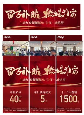 地产红盘百万补贴三宫格海报