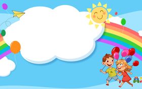 儿童海报背景幼园卡通幼园主题墙草地幼园墙画