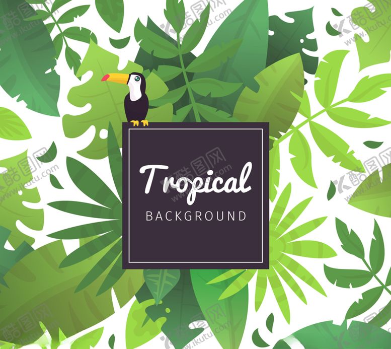 编号：21640010261605336415【酷图网】源文件下载-彩绘热带花鸟矢量素材