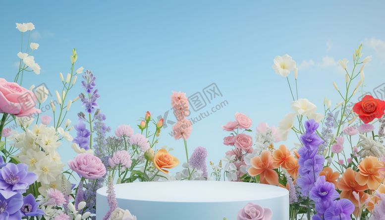 编号：68777902040752048601【酷图网】源文件下载-蓝色花朵背景