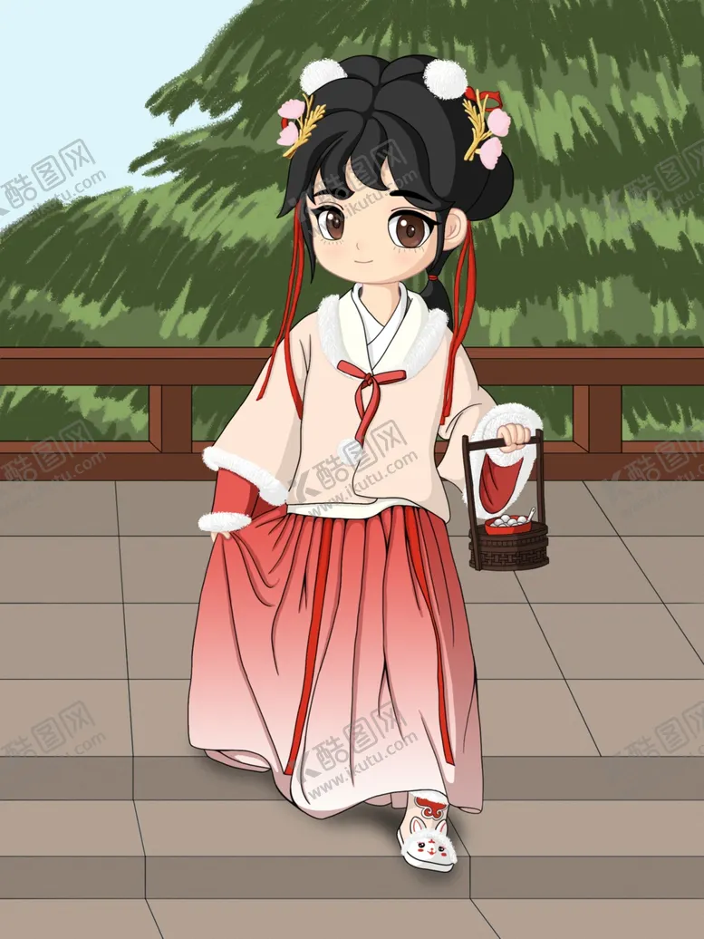 编号：32811301182125465669【酷图网】源文件下载-元宵节闹元宵的汉服女孩