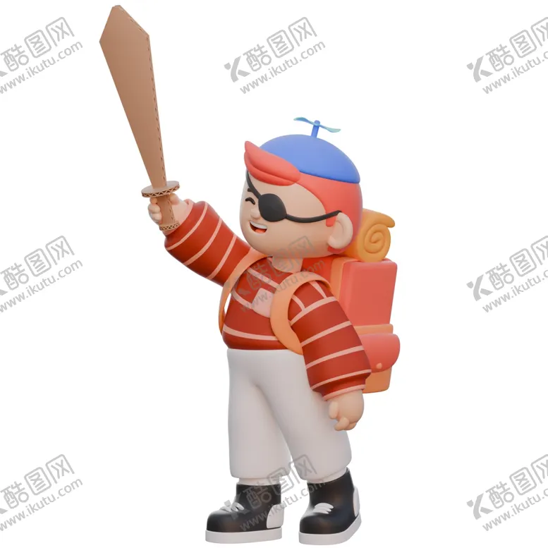 编号：43994501190500424793【酷图网】源文件下载-3D立体野营男孩