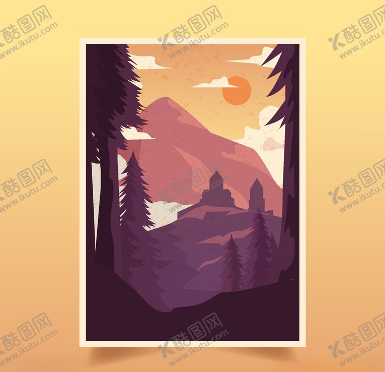 编号：33926910060859163628【酷图网】源文件下载-唯美简约旅游抽象海报背景