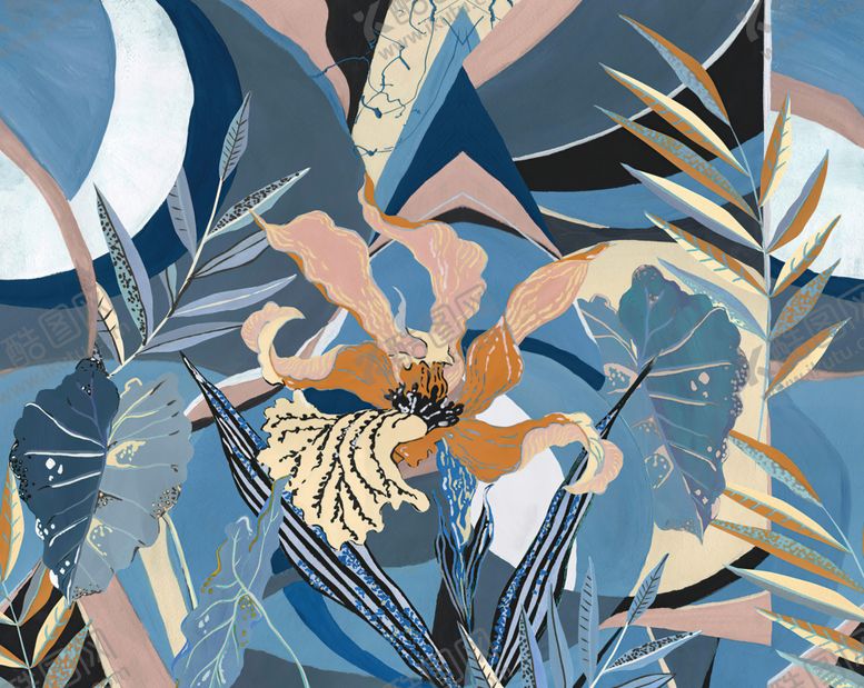 编号：79079609292038234068【酷图网】源文件下载-欧式手绘花卉壁画装饰画背景墙