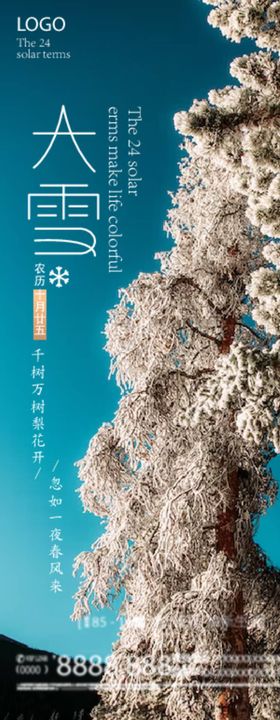 简约清新二十四节气之大雪节日海