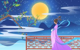 民国女性国风插画卡通背景素材