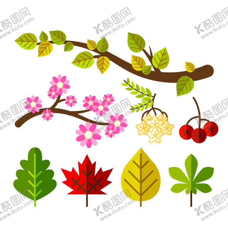 编号：96537109142308232306【酷图网】源文件下载-树叶树枝叶子纹理卡通叶子