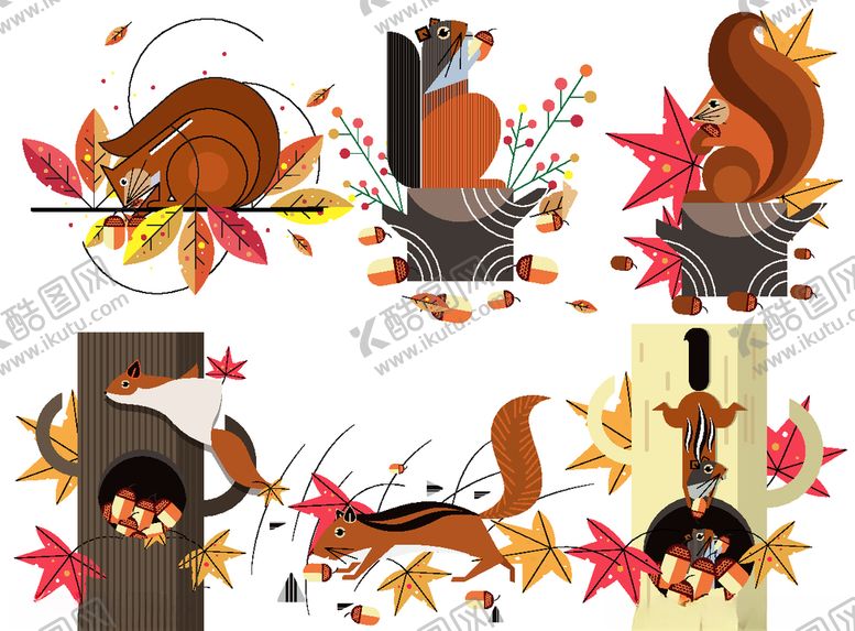 编号：54254010161527167491【酷图网】源文件下载-6组创意松鼠设计