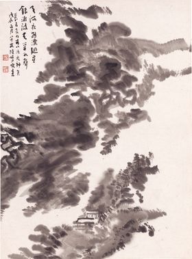 传统水墨国画花枝