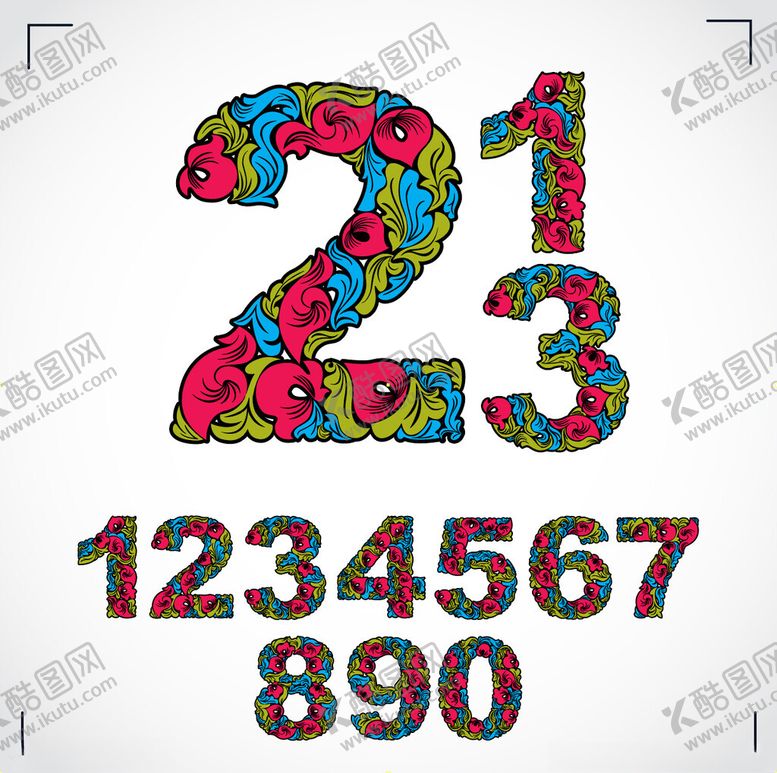 编号：96653902242213205123【酷图网】源文件下载-花卉的数字矢量素材
