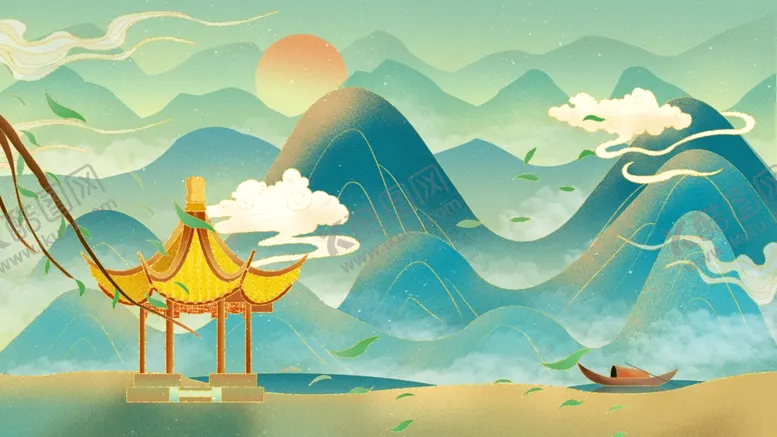 编号：87105901271834556511【酷图网】源文件下载-手绘花鸟山水风景画海报素材