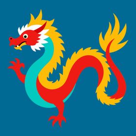 中国龙野生动物矢量插图