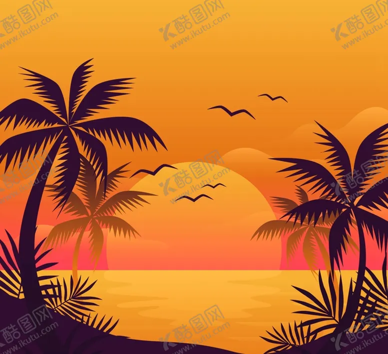 编号：38457609220019424280【酷图网】源文件下载-夕阳沙滩大海风景