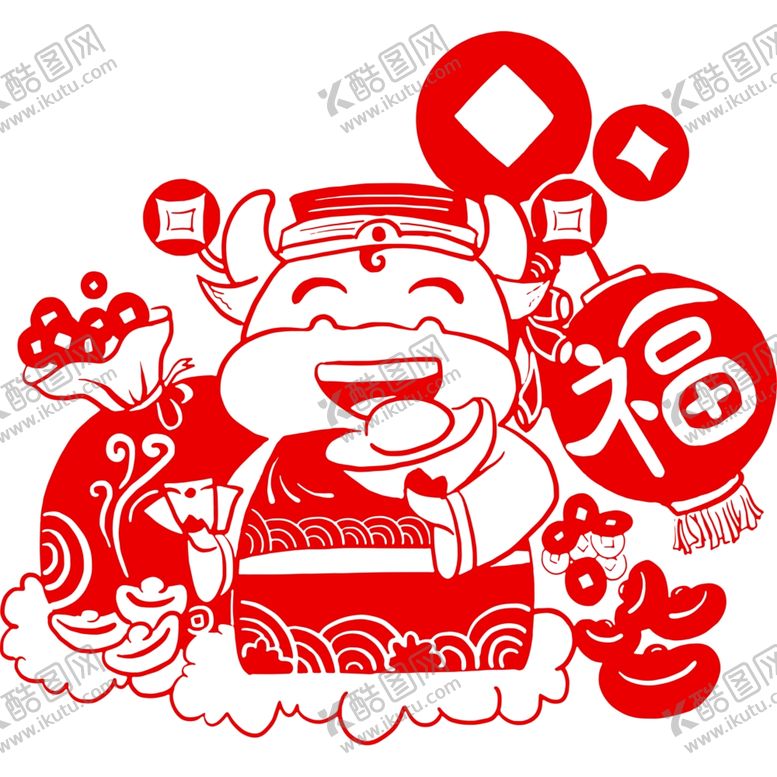编号：71207410241730234255【酷图网】源文件下载-生肖牛剪纸